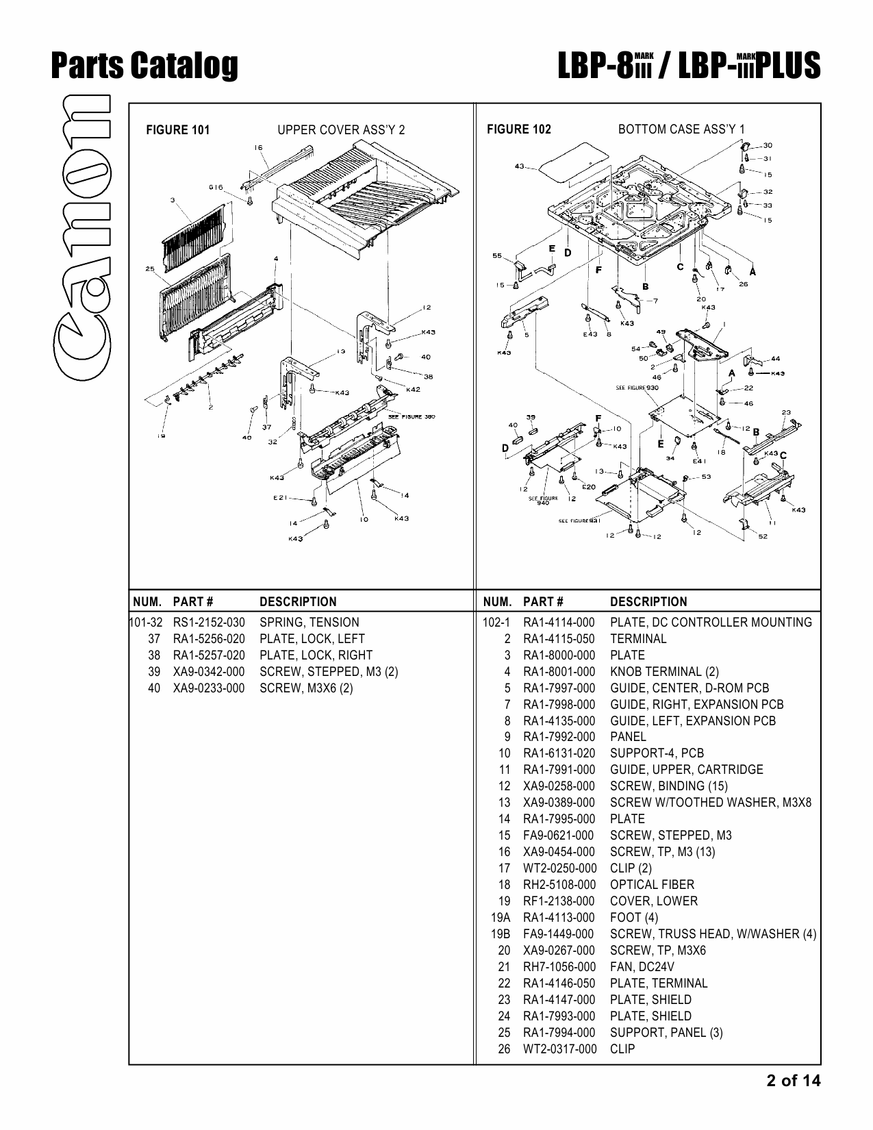 Canon imageCLASS LBP-8III 8IIIPlus Parts Catalog Manual-2